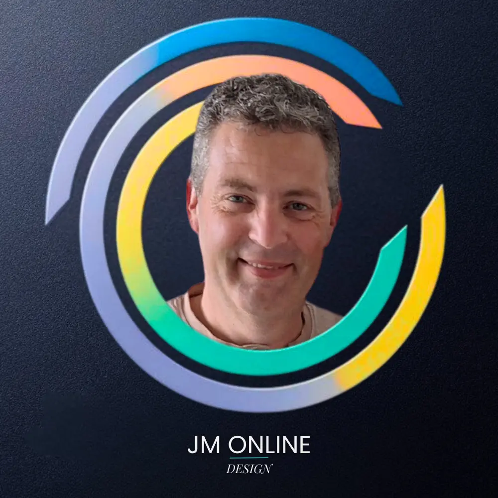 Foto van Jeroen Mulder in het logo van JM Online design